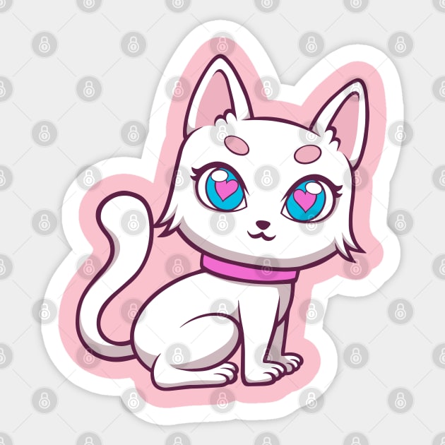 cute white cat female Sticker by yudabento